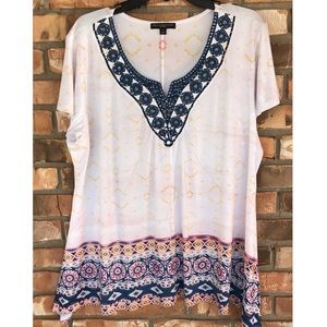 Signature Studio Women’s Multicolored Short Sleeve Top    1X
